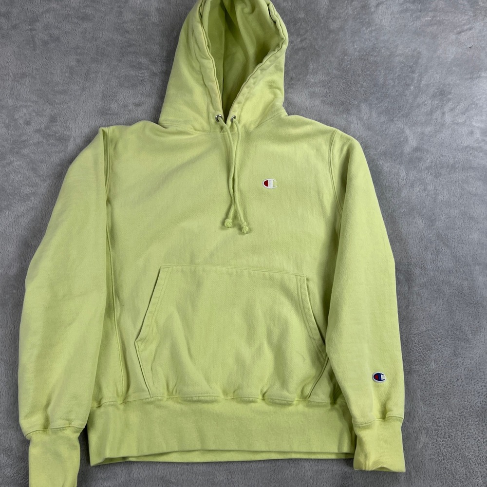 Champion Reverse Weave Pullover Hoodie M Lime Green Women Streetwear Sweatshirt